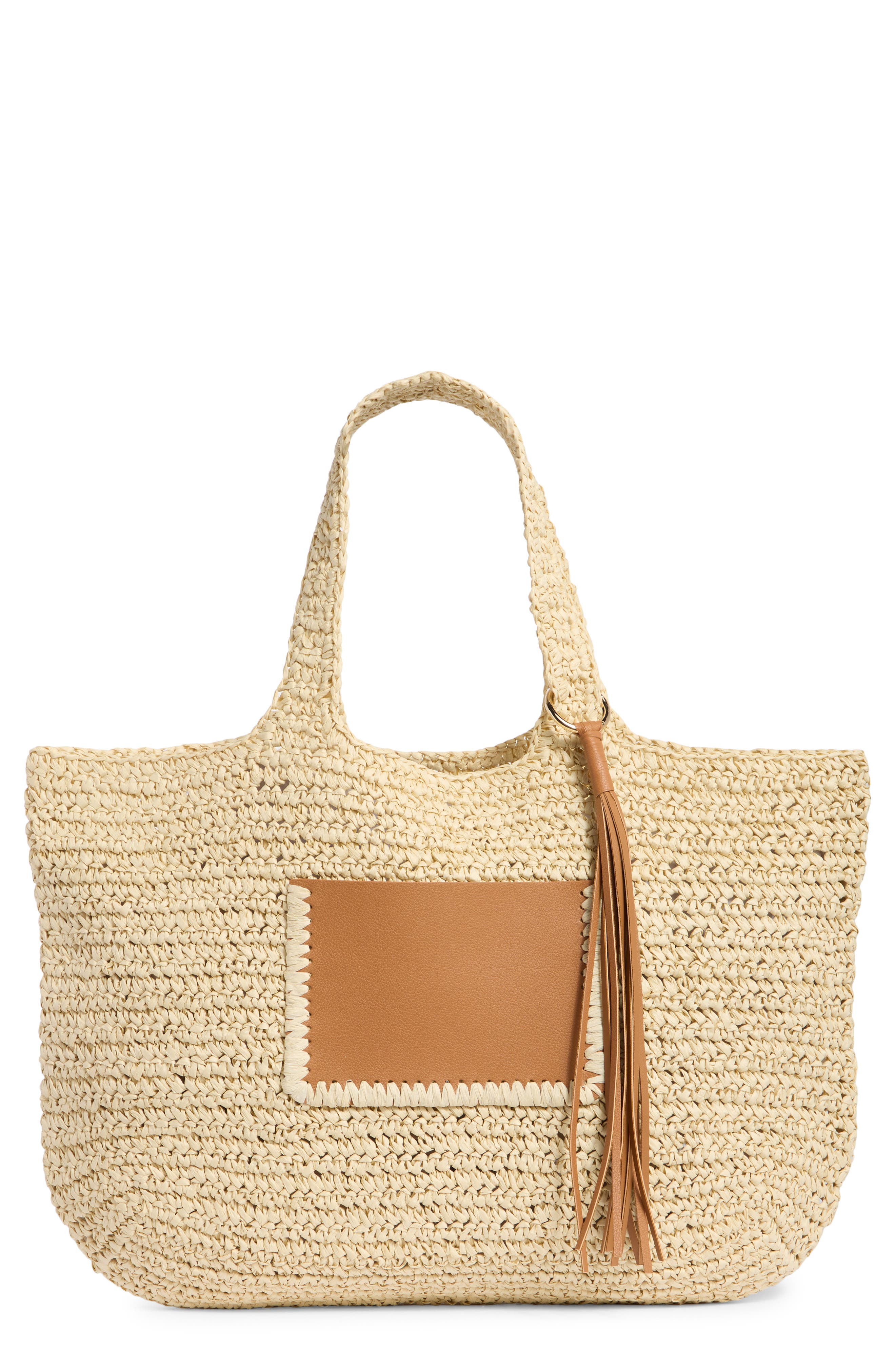 Collection XIIX Tassel Straw Tote Bag, Main, color, Natural