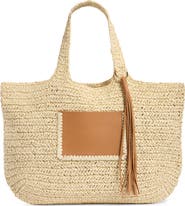 Collection XIIX Tassel Straw Tote Bag
