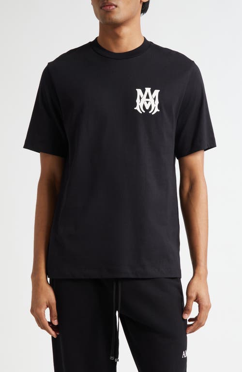 Amiri Black Crewneck T-shirt With Logo Print On The Front And Logo Lettering On The Rear In Cotton Man In Black