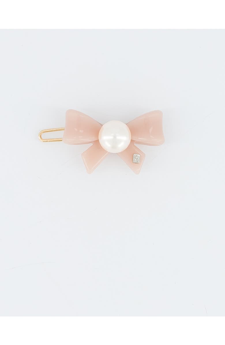 Alexandre de Paris Poesie Acetate And Pearl Side Barrette, Main, color, Pink