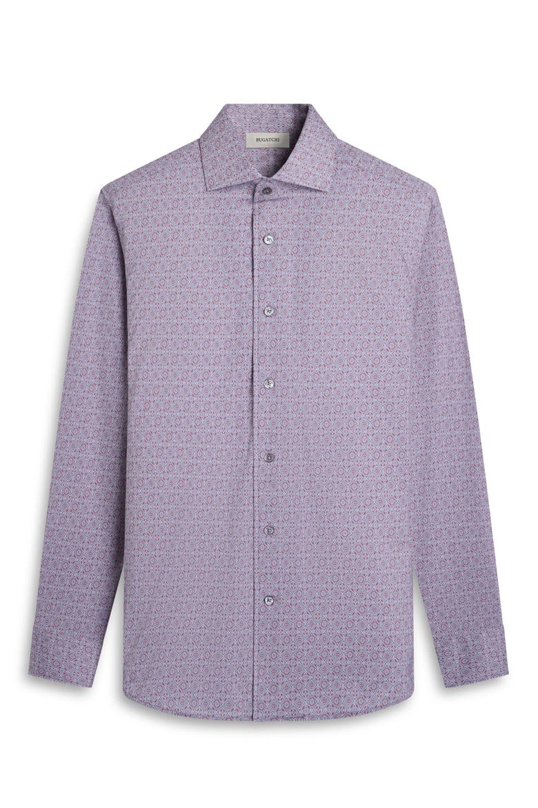 Devon OoohCotton® Geo Print Button-Up Shirt, Alternate, color, WOOD ROSE