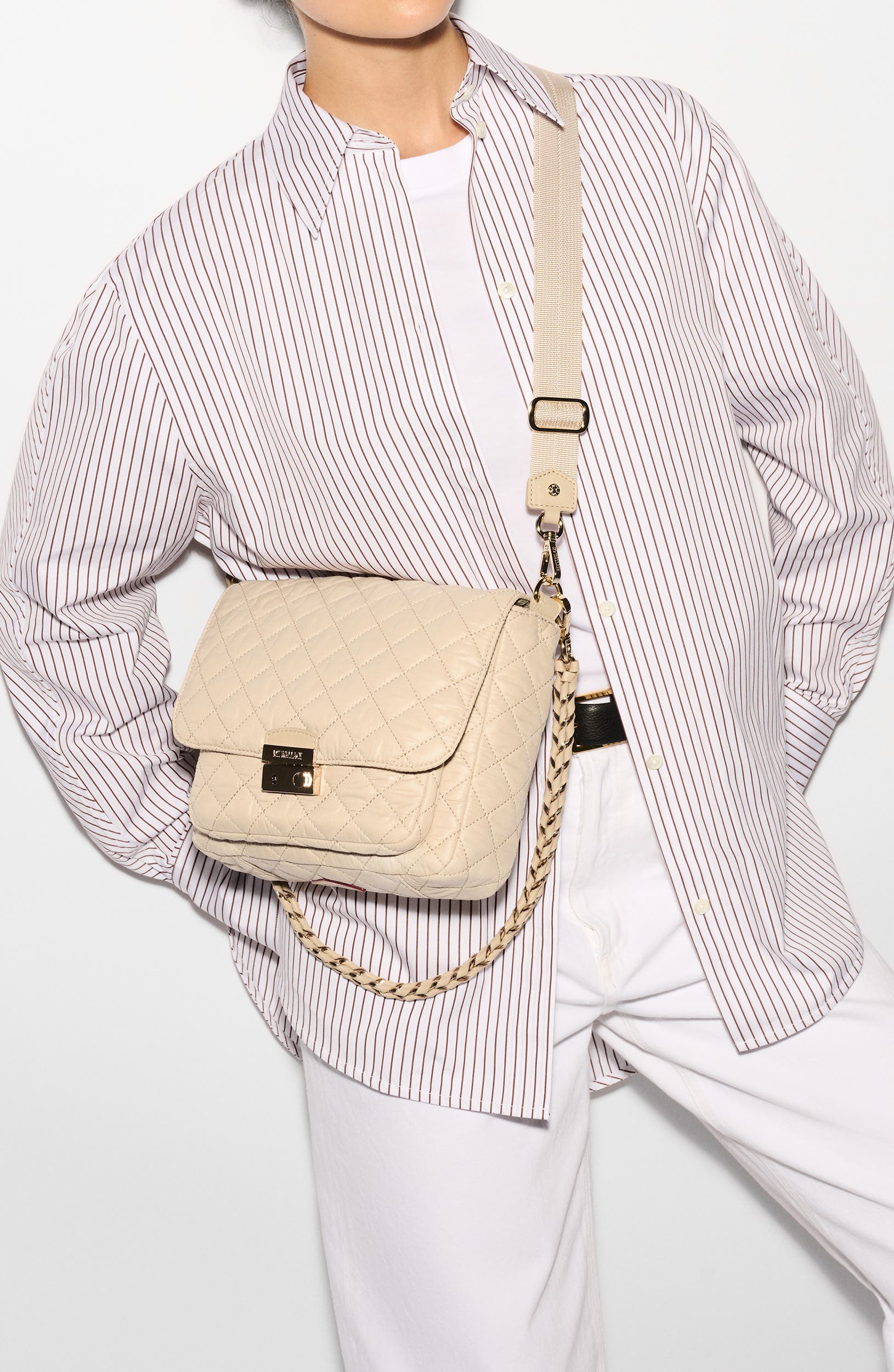 MZ Wallace Medium Crosby Lock Quilted Nylon Crossbody Bag, Alternate, color, 