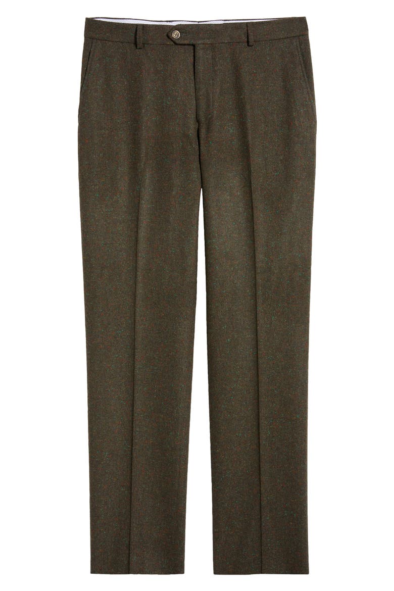 Lambswool & Cashmere Donegal Tweed Dress Pants, Alternate, color, OLIVE