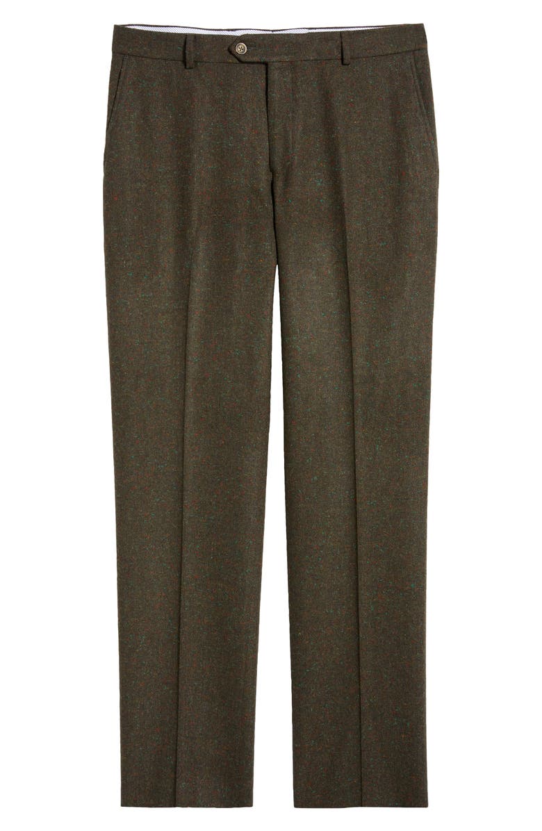 Berle Lambswool & Cashmere Donegal Tweed Dress Pants, Alternate, color, Olive