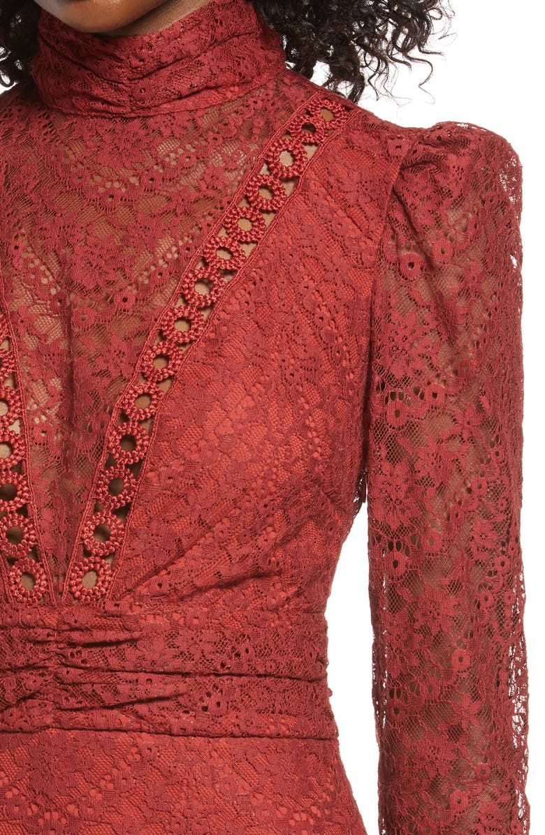 Saylor Celia Lace Long Sleeve Cotton Blend Cocktail MInidress, Alternate, color,