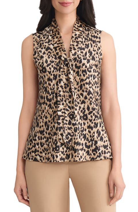 Sylvia Leopard Print Sleeveless Satin Top