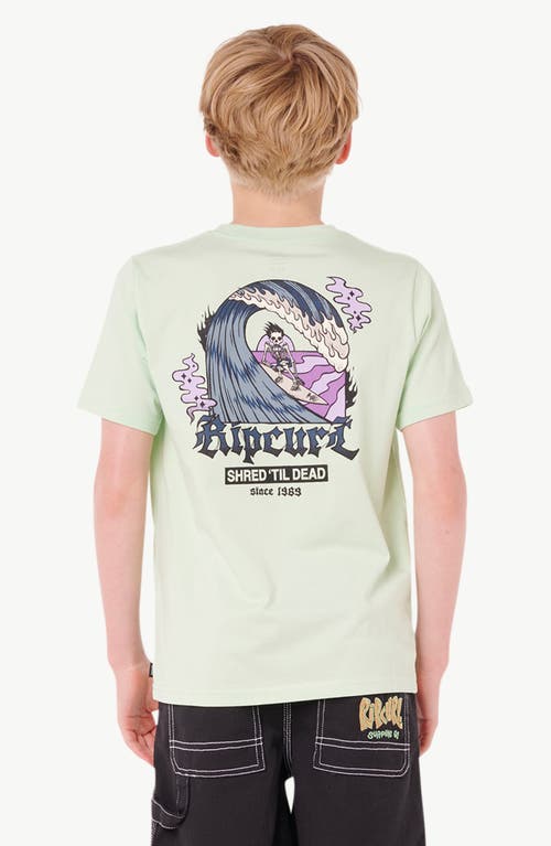 Rip Curl Kids' Shred 'til Dead Graphic T-shirt In Pastel Green