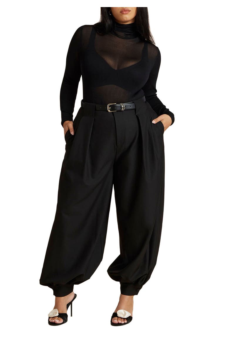 Balloon Trouser With Pleats, Main, color, BLACK ONYX