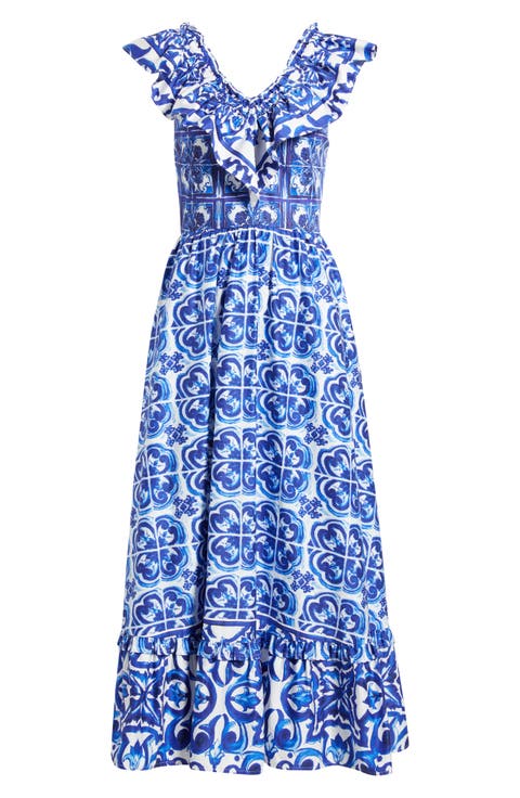 Alessandra Tile Print Maxi Dress