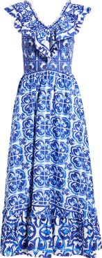 LAYERED WITH LOVE Alessandra Tile Print Maxi Dress