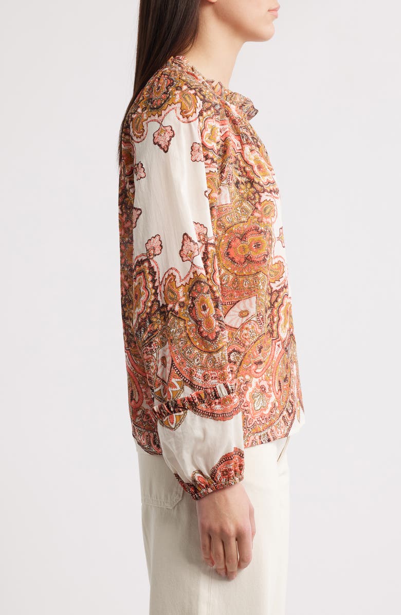 Cleobella Alicia Paisley Print Organic Cotton Voile Peasant Top, Alternate, color, Foulard Paisley Print