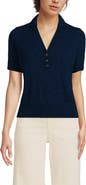 Lands' End Cotton Blend Short Sleeve Polo Sweater