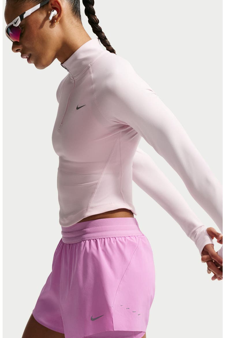 Swift Dri-FIT Mid-Rise 2-in-1 Running Shorts, Alternate, color, LIGHT MAGENTA/ REFLECTIVE SILV
