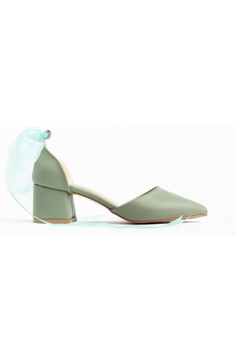 Forever & Always Shoes Fiona Low Block Heels with Ribbon, Alternate, color, Olive Green