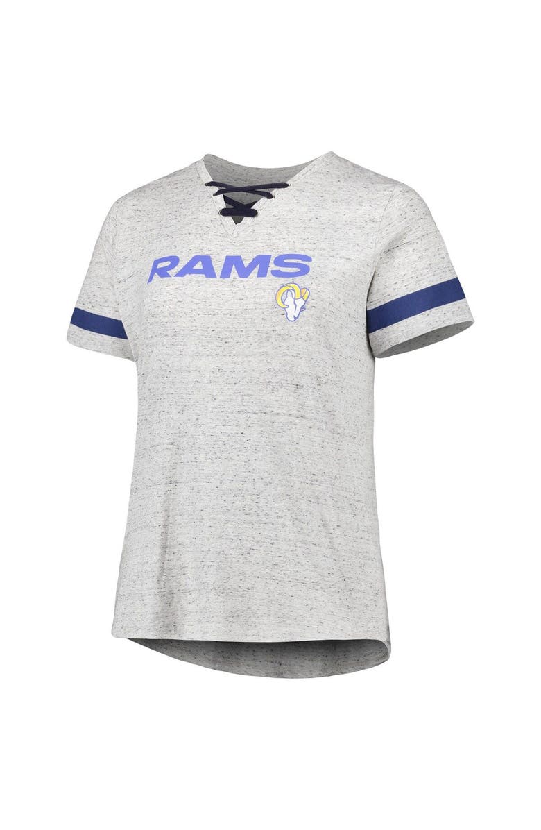 PROFILE Women's Heather Gray Los Angeles Rams Plus Size Lace-Up V-Neck T-Shirt, Alternate, color, 