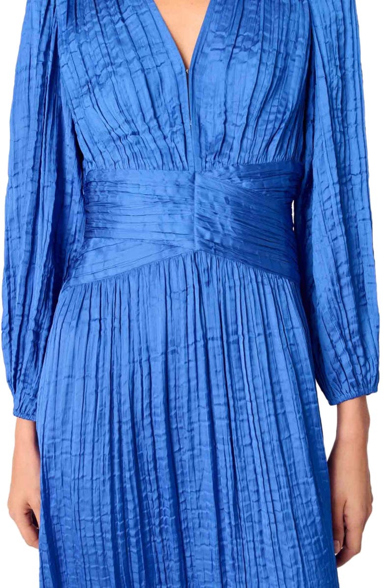 maje Pleated satin maxi dress, Alternate, color, 