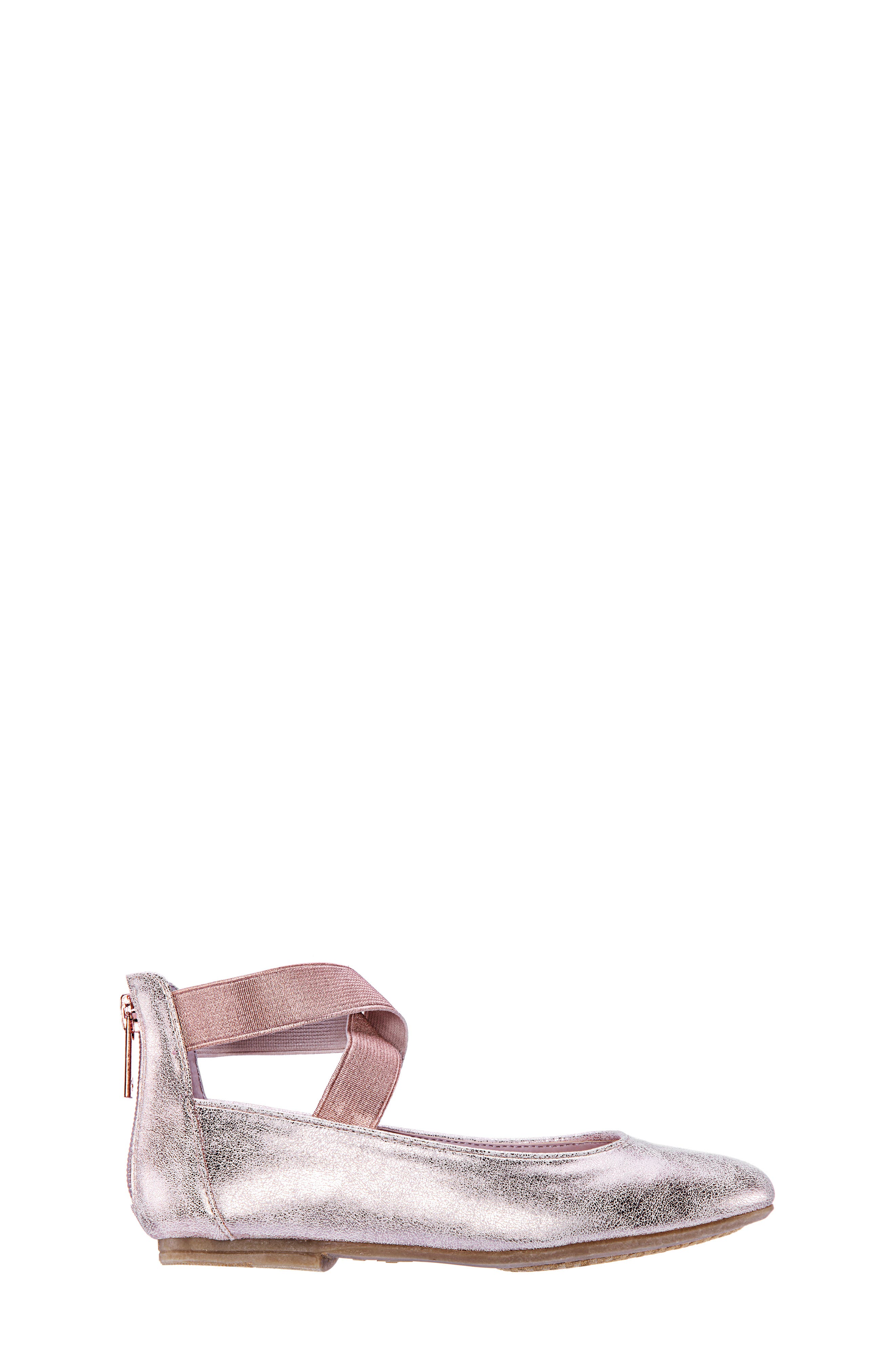 Marissa Cross Strap Flat, Alternate, color, ROSEGOLD DISTRESSED