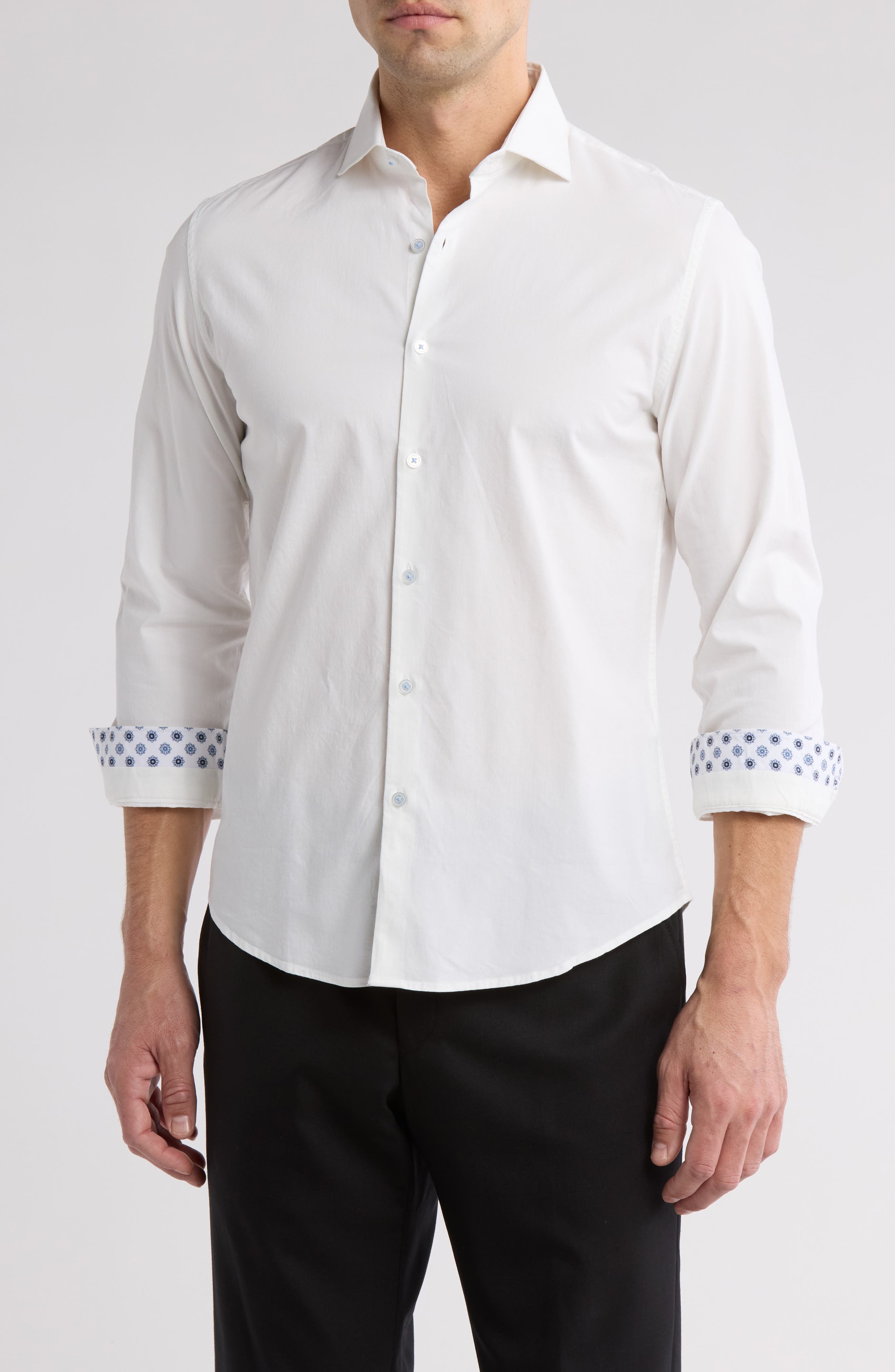 DENIM AND FLOWER White Service Long Sleeve Button-Up Shirt