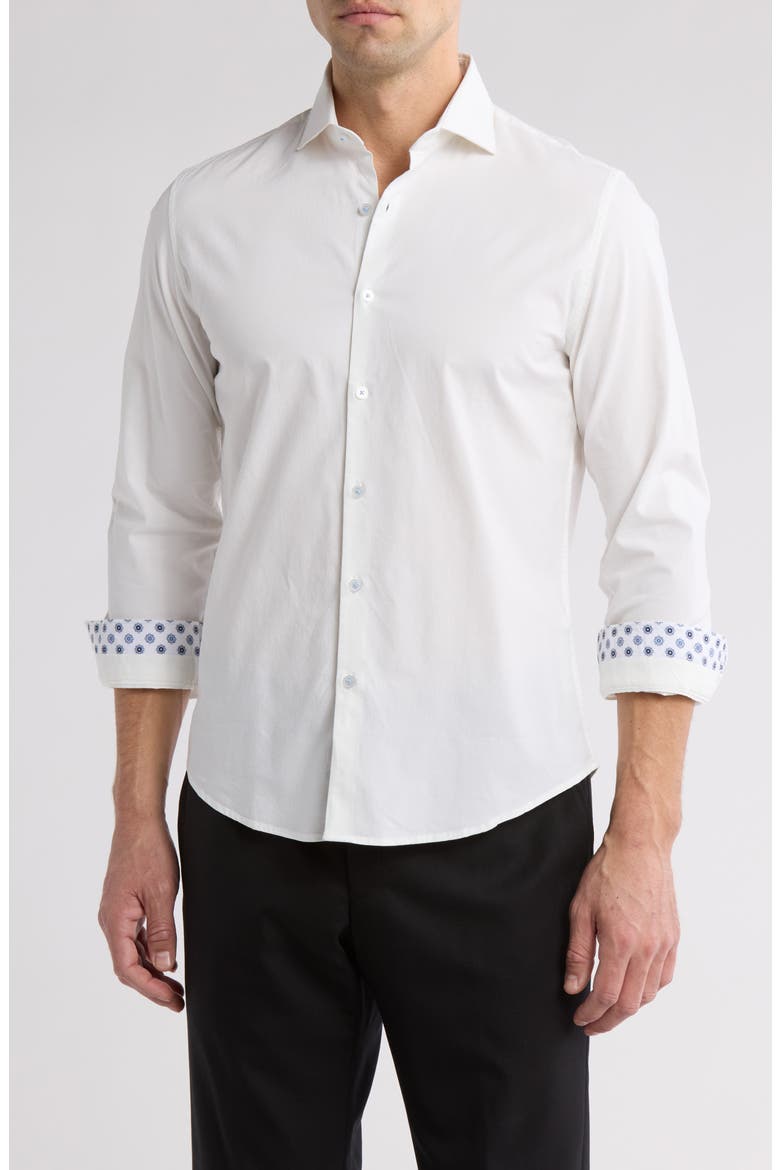 White Service Long Sleeve Button-Up Shirt, Main, color, WHITE