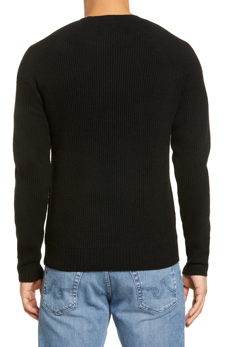 Schott NYC Ribbed Wool Blend Sweater, Alternate, color, Black