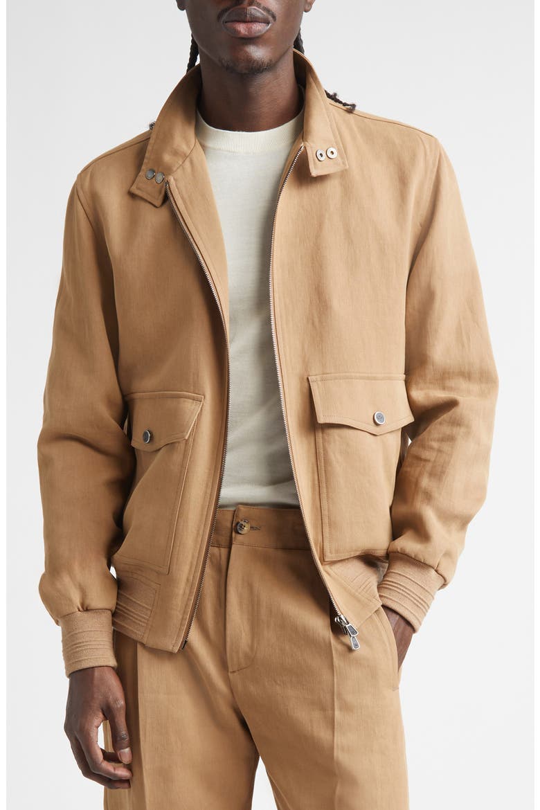Barracuta Linen Bomber Jacket, Main, color, PASTEL BROWN