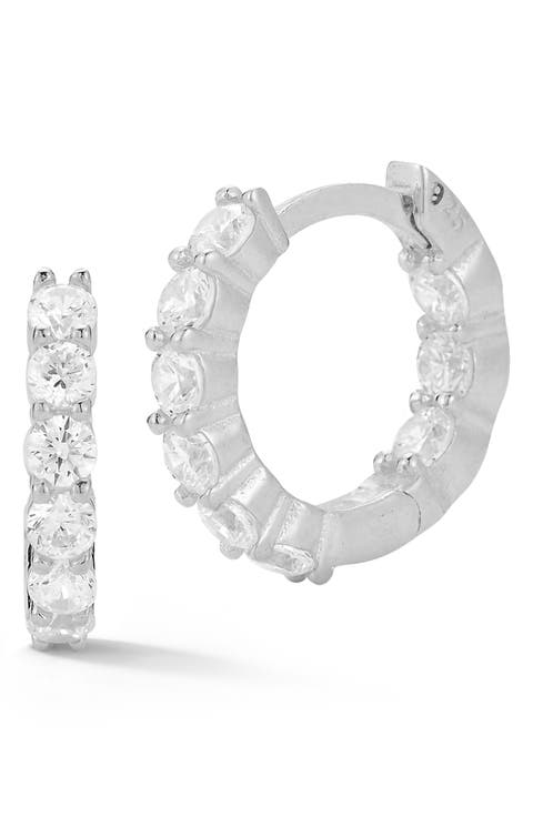 Cubic Zirconia Huggie Hoop Earrings