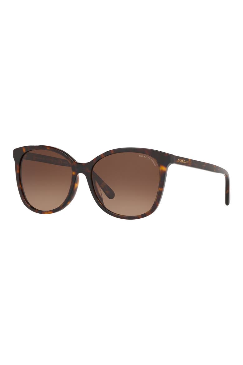 57mm Gradient Polarized Round Sunglasses, Alternate, color, DARK TORT