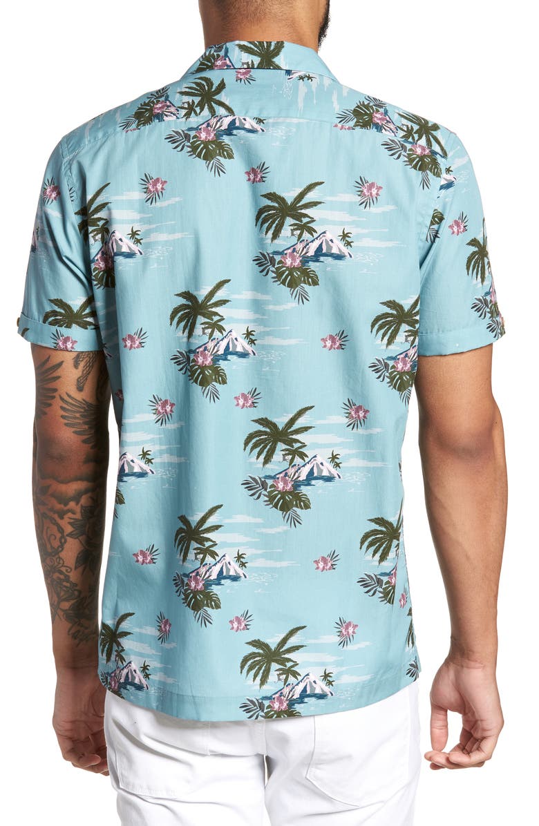 Ted Baker London Slim Fit Tropical Pattern Sport Shirt, Alternate, color,