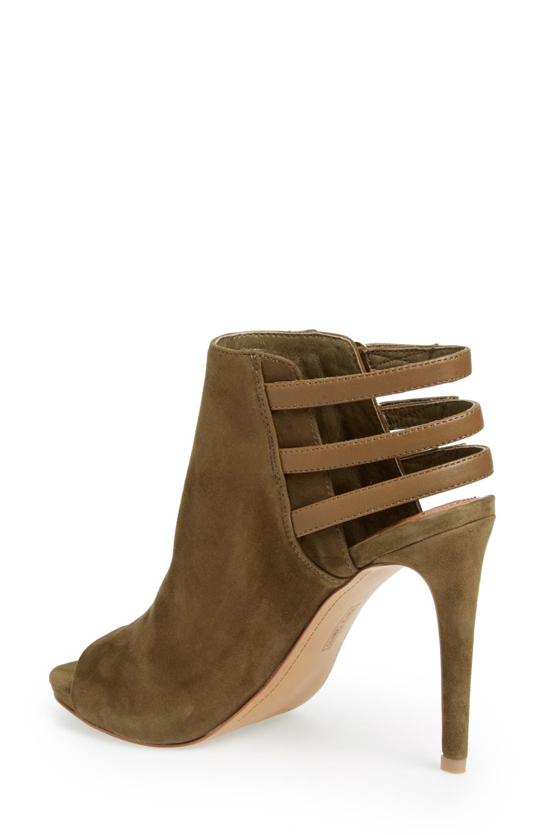 'Fenette' Leather Peep Toe Bootie, Alternate, color, OLIVE DRAB