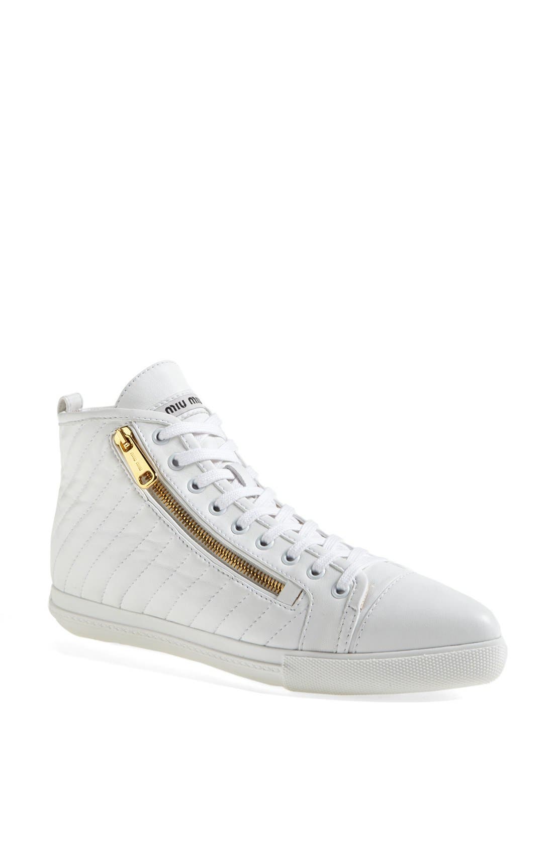 Miu Miu Side Zip High Top Sneaker, Main, color, 