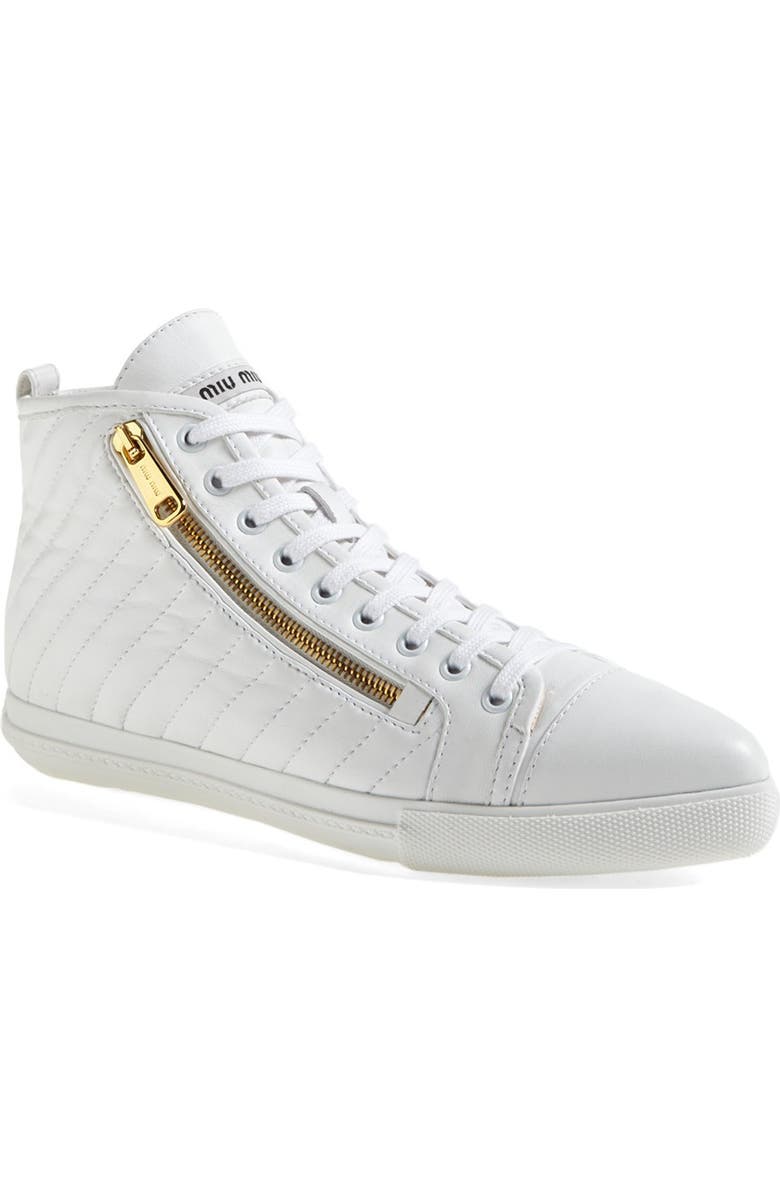 Miu Miu Side Zip High Top Sneaker, Main, color,