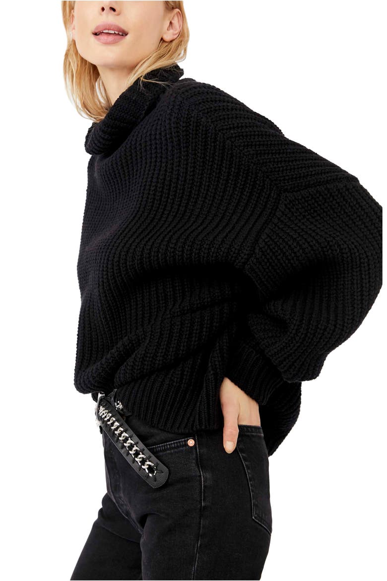 Swim Too Deep Turtleneck Sweater, Alternate, color, BLACK