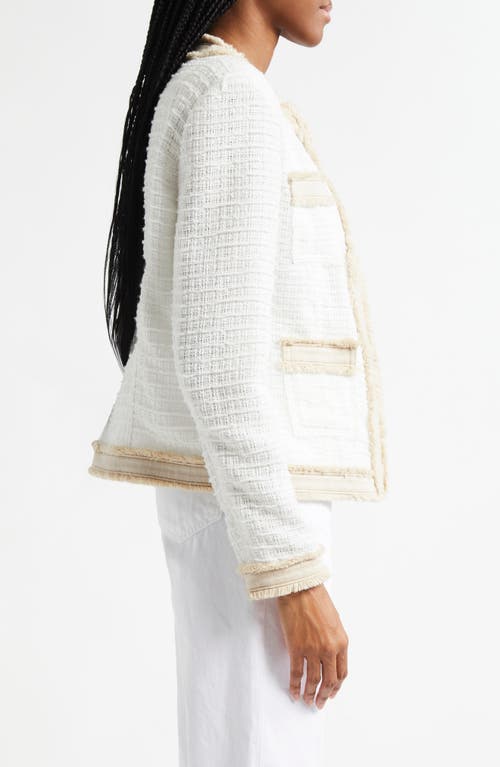 L'agence Agnes Tweed Denim Jacket In Blanc/biscuit