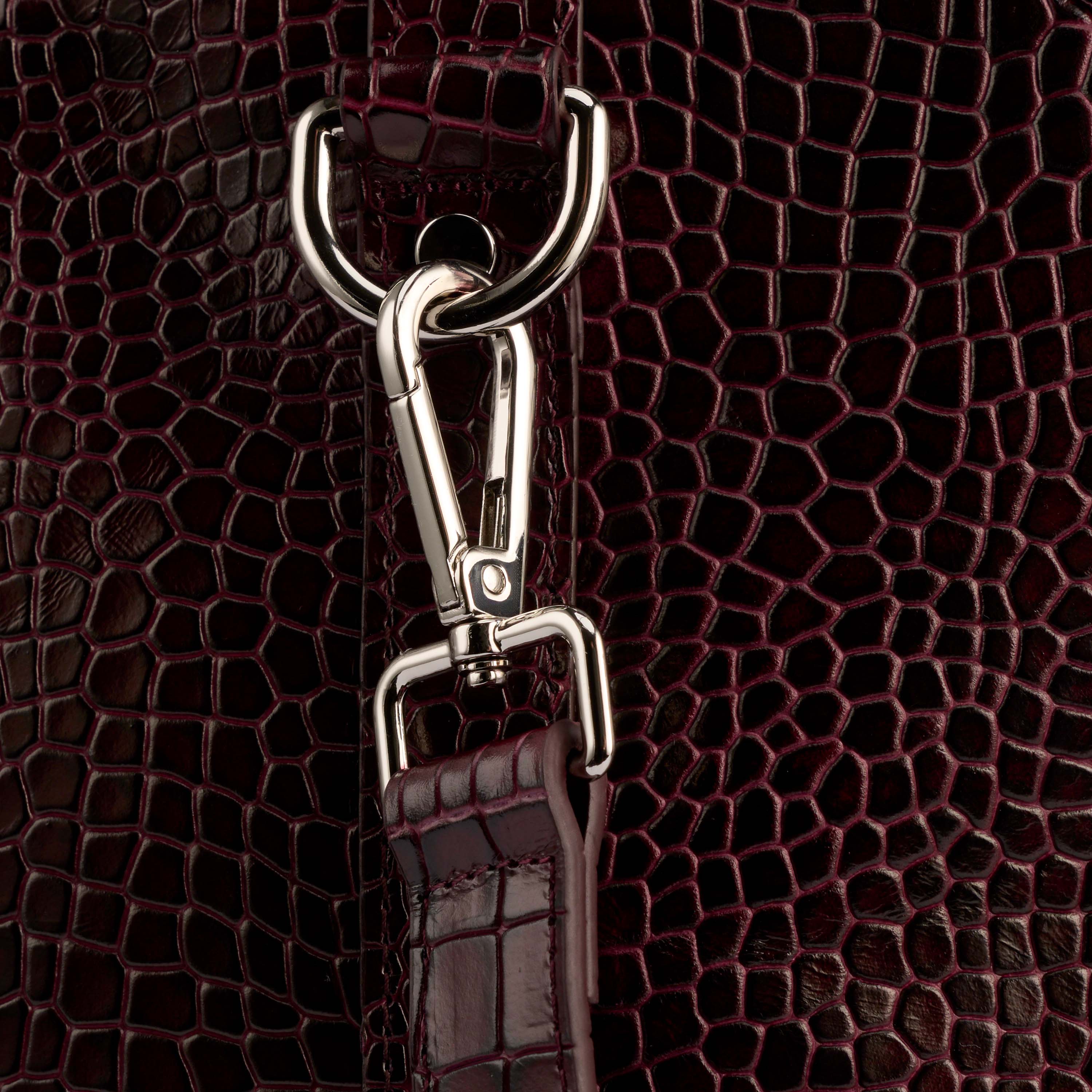 Large Weekender Duffle Bag, Alternate, color, Burgundy Crocskin