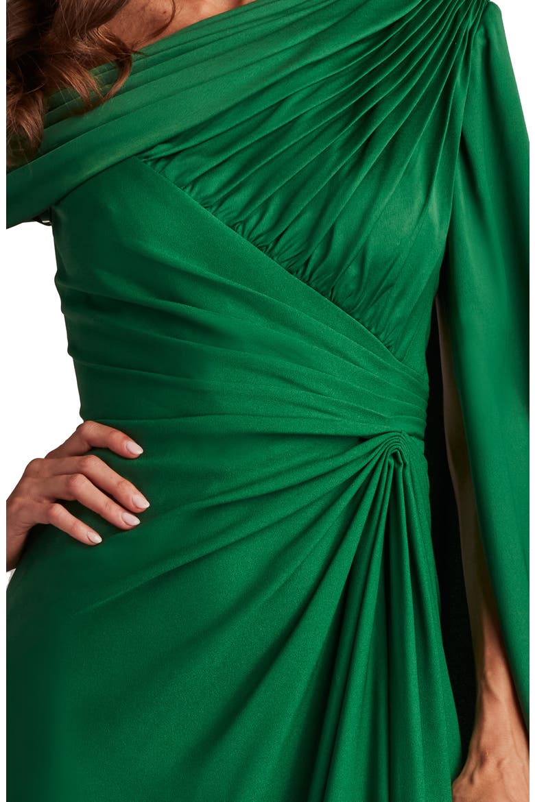 Ember One-Shoulder Draped Gown, Alternate, color, BAMBOO