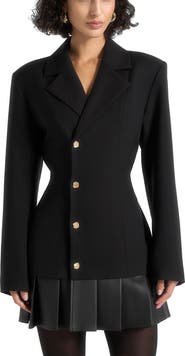 Manière De Voir Nicole Tailored Cinch Blazer Dress with Pleats