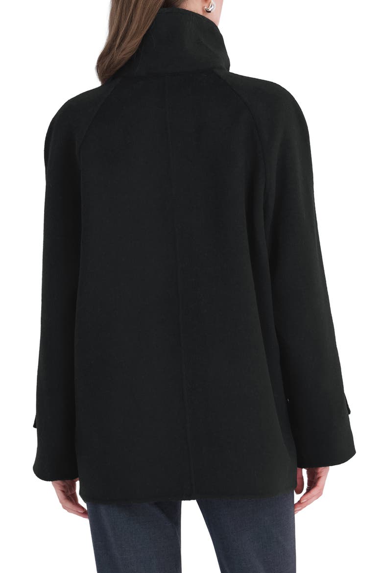 Harper Wool Blend Funnel Neck Coat, Alternate, color, BLACK