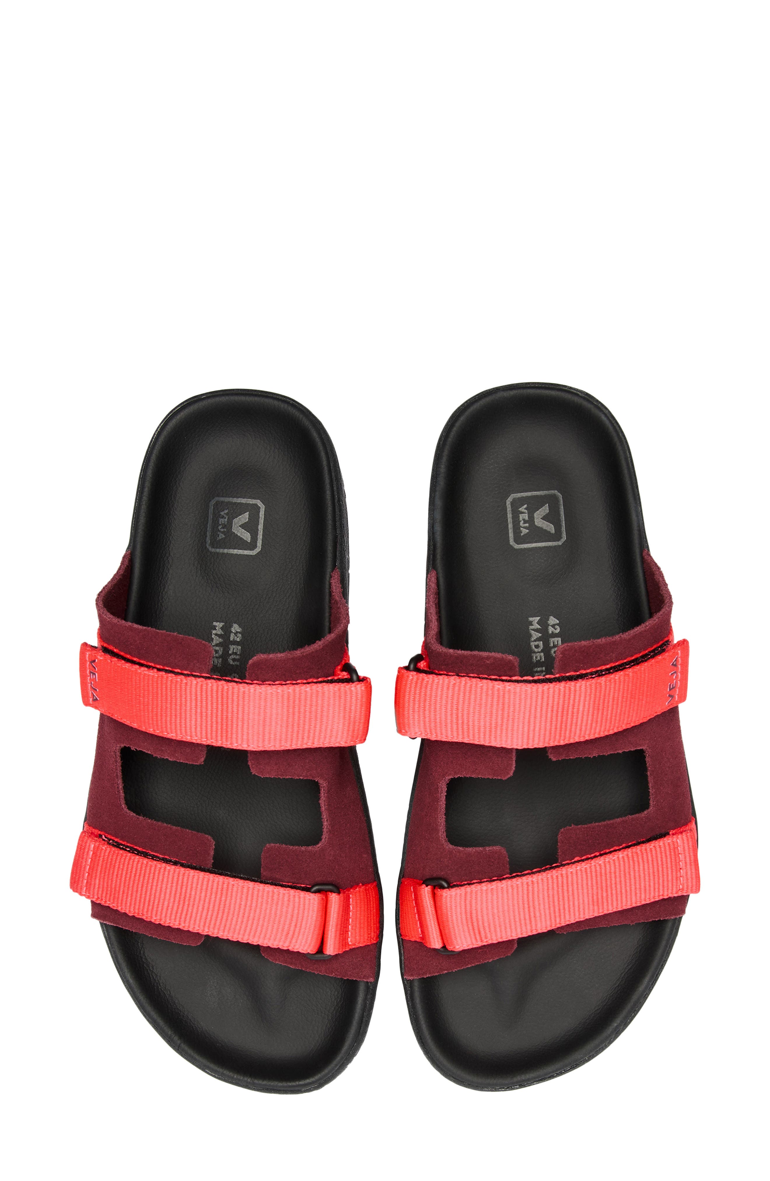 Arpoador Slide Sandal, Alternate, color, AMARANTE ROSE-FLUO BLACK