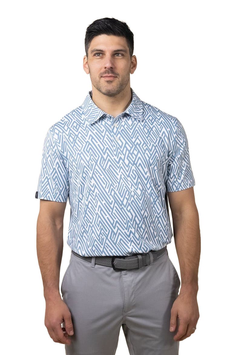 Abstract Geo Polo, Alternate, color, Denim