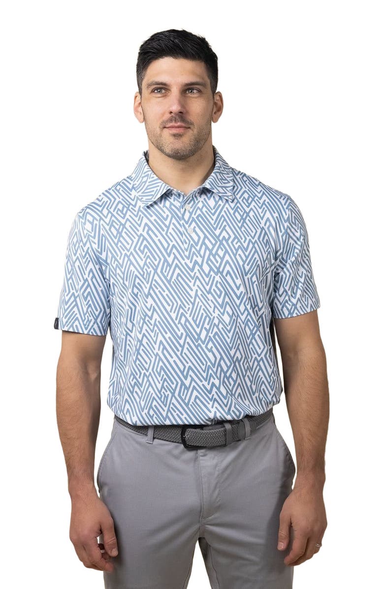 ASHWORTH GOLF Abstract Geo Polo, Alternate, color, Denim