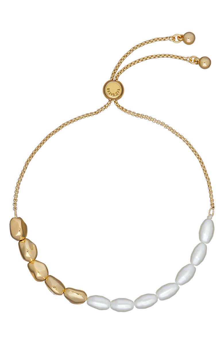 Ted Baker London Inela Island Imitation Pearl Slider Bracelet, Main, color, Gold Tone/ Pearl