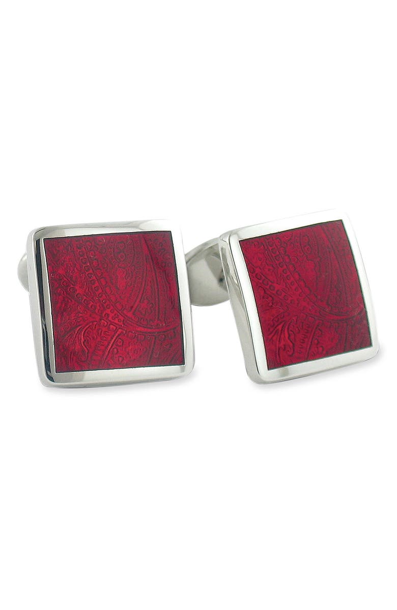 David Donahue Sterling Silver Cuff Links, Main, color, Burgundy