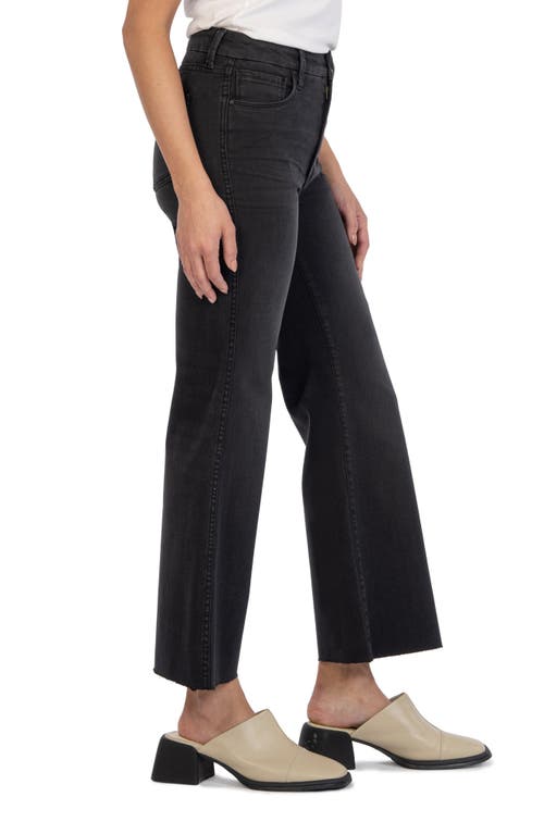 Kut From The Kloth Meg Fab Ab High Waist Raw Hem Ankle Wide Leg Jeans In Black