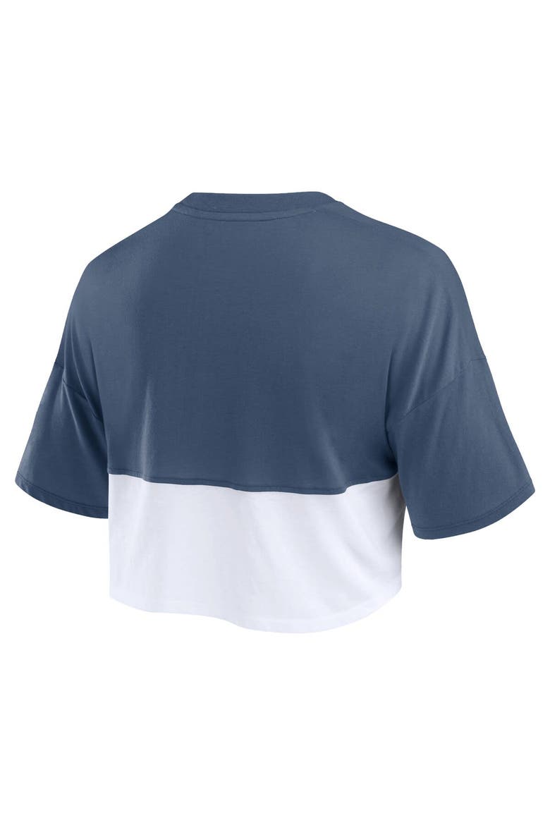 Women's Fanatics Branded College Navy/White Seattle Seahawks Boxy Color Split Cropped T-Shirt, Alternate, color, Navy