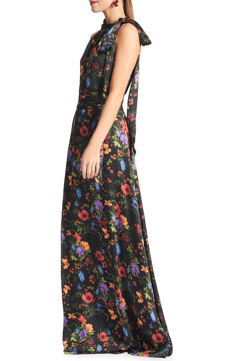 Sachin & Babi Kayla Floral Crinkle Georgette Gown, Alternate, color,