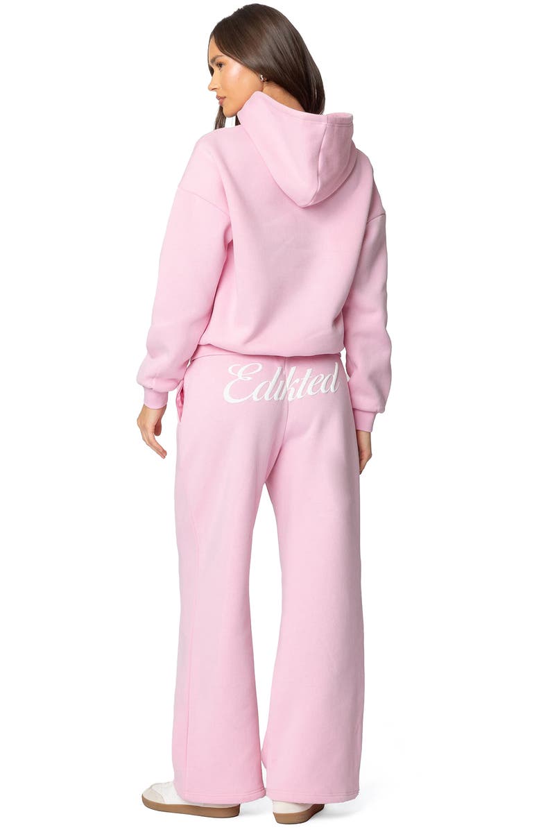 EDIKTED Logo Wide Leg Sweatpants, Alternate, color, Pink