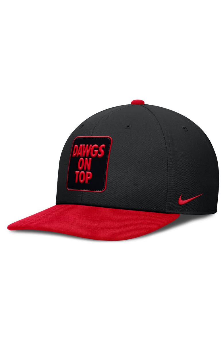 Nike Men's Nike Black/Red Georgia Bulldogs 2025 Sideline Campus Pro Local Snapback Hat, Main, color, 