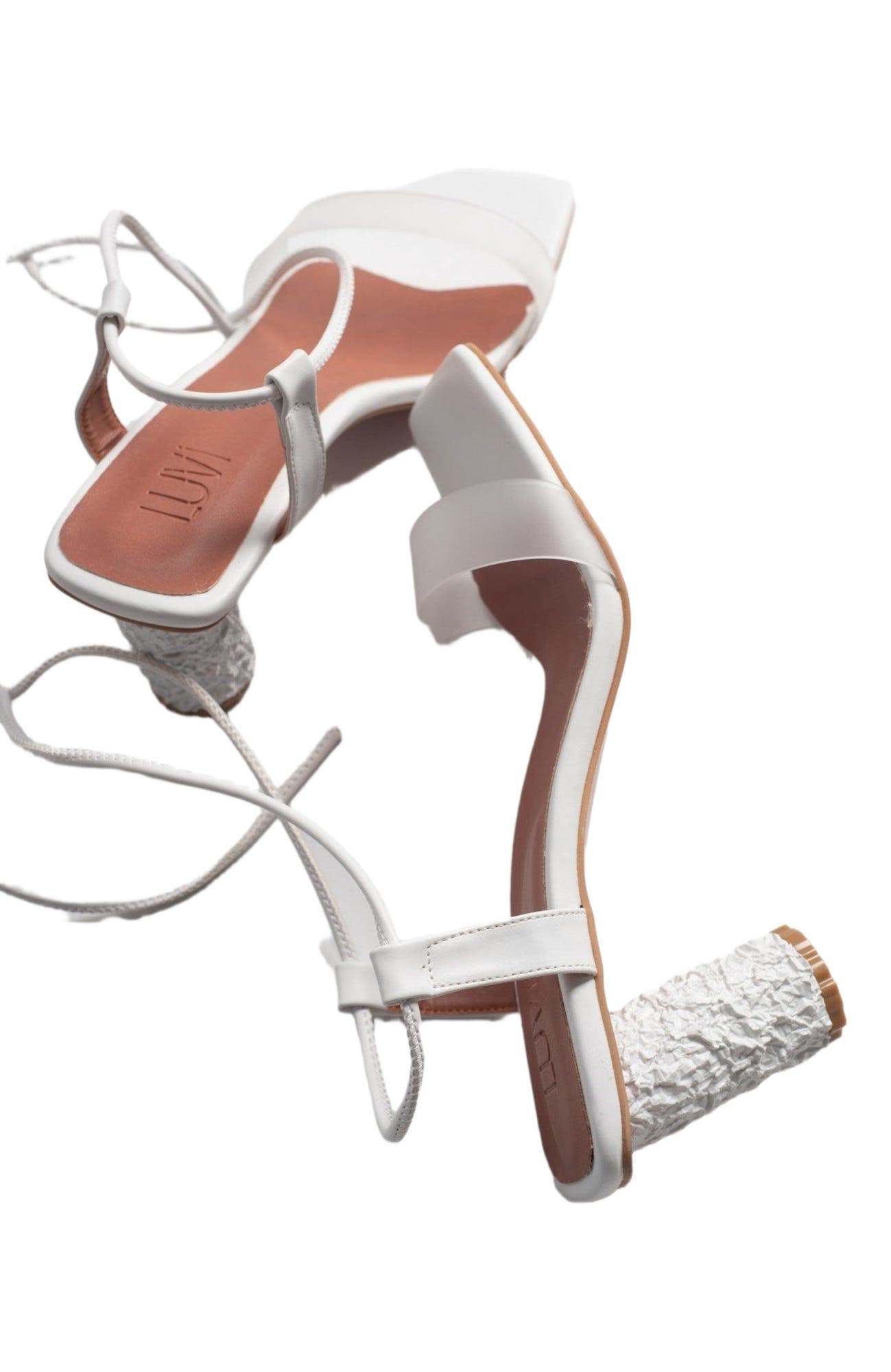 Prologue Shoes Rhea Block Heel Sandal, Alternate, color, White Faux Leather