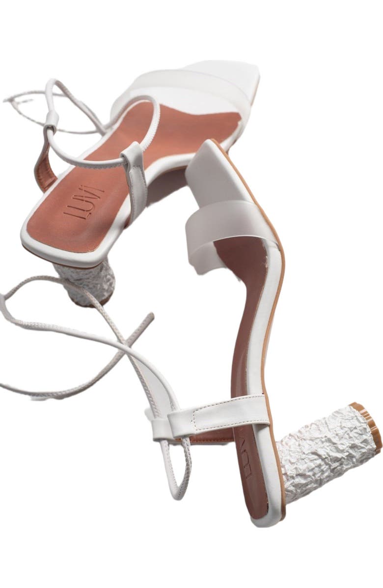 Prologue Shoes Rhea Block Heel Sandal, Alternate, color, White Faux Leather