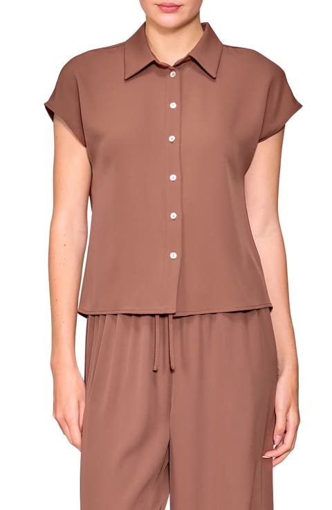 Cap Sleeve Button-Up Shirt